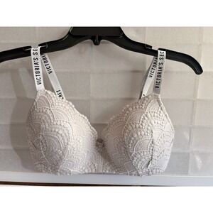 Victoria Secret Lightly Lined Wireless T-Shirt 36D Bra White Lace